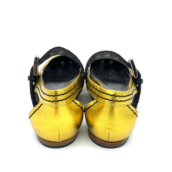 Bottega Veneta Gold Leather Ballet Flats Buckle Strap - Picture 4 of 11